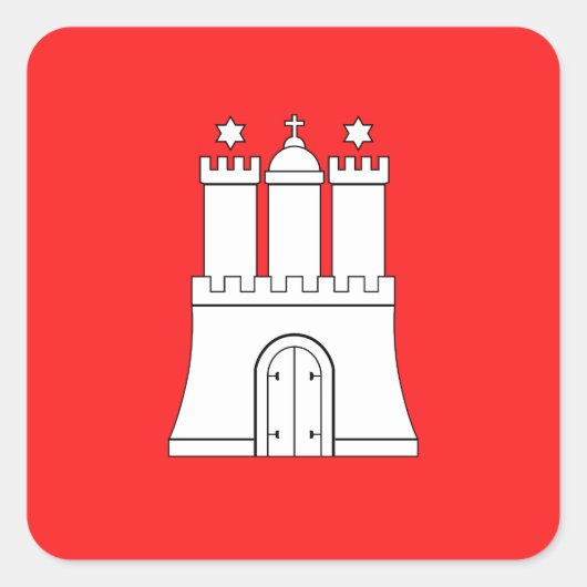 Vlag van Hamburg Square Sticker (Voorkant)