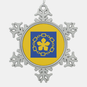 Vlag van Hamilton, Ontario Snowflake Pewter Christ Tin Sneeuwvlok Ornament