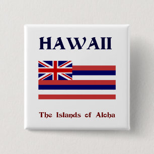 Vlag van Hawaii en motto Vierkante Button 5,1 Cm