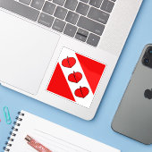 Vlag van het district Berner Jura, Zwitserland Sticker (Laptop met iPhone)