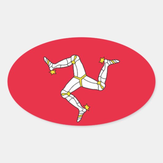 Vlag van het eiland Man Ovale Sticker (Voorkant)