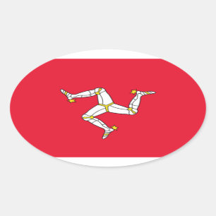 Vlag van het eiland Man Ovale Sticker