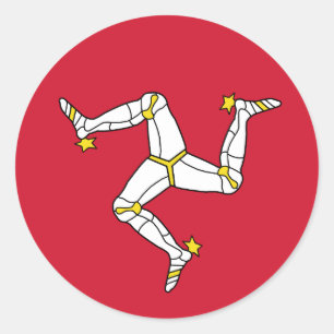 Vlag van het eiland Man Ronde Sticker