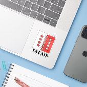 Vlag van het kanton Wallis, Zwitserland Sticker (Laptop met iPhone)