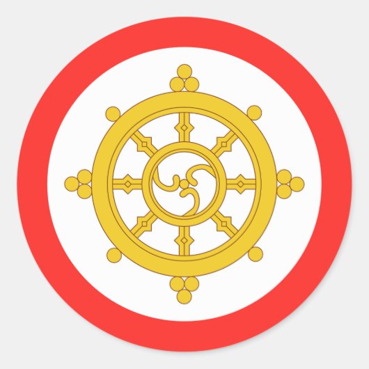 Vlag van het Koninkrijk Sikkim Ronde Sticker (Voorkant)
