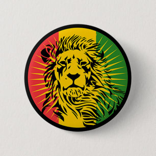 vlag van het reggae lion ronde button 5,7 cm