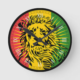 vlag van het reggae lion ronde klok