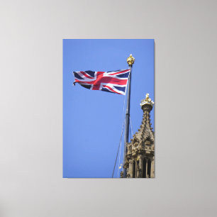 Vlag van het Verenigd Koninkrijk boven Westminster Canvas Afdruk