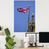 Vlag van het Verenigd Koninkrijk boven Westminster Poster (Thuiskantoor)