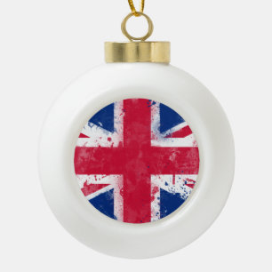 Vlag van het Verenigd Koninkrijk of van de EU-vlag Keramische Bal Ornament