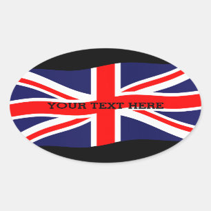 Vlag van het Verenigd Koninkrijk + uw ideeën Ovale Sticker