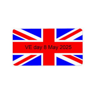Vlag van het Verenigd Koninkrijk VE dag 2025 Etiket