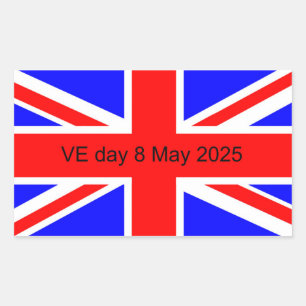 Vlag van het Verenigd Koninkrijk VE dag 2025 Rechthoekige Sticker