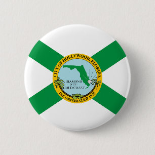 Vlag van Hollywood, Florida Ronde Button 5,7 Cm
