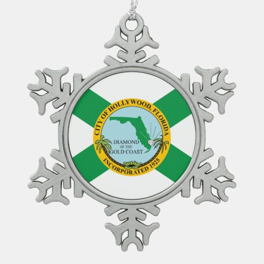 Vlag van Hollywood, Florida Tin Sneeuwvlok Ornament (Voorkant)