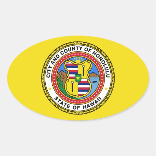 Vlag van Honolulu, Hawaii Ovale Sticker (Voorkant)