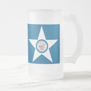 Vlag van Houston, Texas Frosted Glass Beer Matglas Bierpul