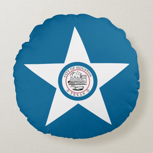 Vlag van Houston, Texas Round Pillow Rond Kussen (Voorkant)