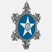 Vlag van Houston, Texas Snowflake Pewter Ch Tin Sneeuwvlok Ornament (Links)