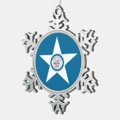 Vlag van Houston, Texas Snowflake Pewter Ch Tin Sneeuwvlok Ornament (Rechts)