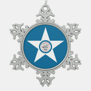 Vlag van Houston, Texas Snowflake Pewter Ch Tin Sneeuwvlok Ornament