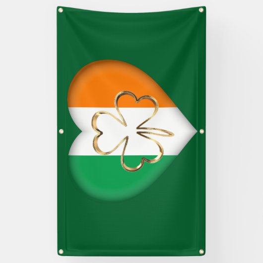 Vlag van Ierland Hart met Shamrock St. Patrick Spandoek (Verticaal)