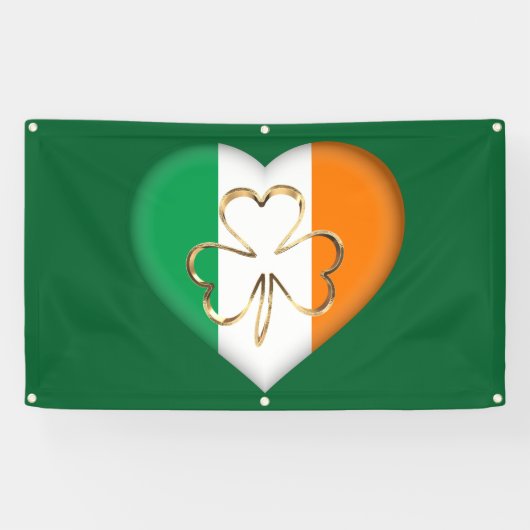 Vlag van Ierland Hart met Shamrock St. Patrick Spandoek (Horizontaal)