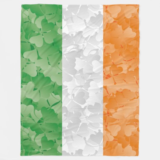 Vlag van Ierland met een shamrockpatroon Fleece Deken (Voorkant)