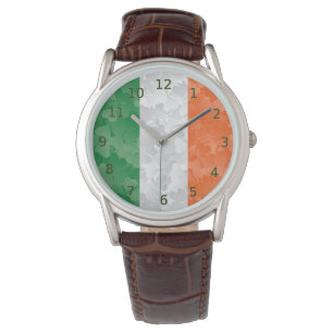 Vlag van Ierland met een shamrockpatroon Horloge