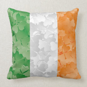 Vlag van Ierland met een shamrockpatroon Kussen