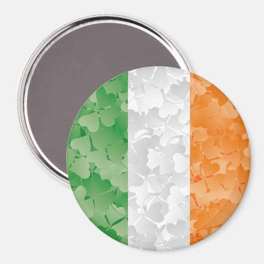 Vlag van Ierland met een shamrockpatroon Magneet (Voorkant / Achterkant)