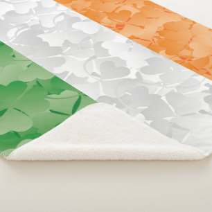 Vlag van Ierland met een shamrockpatroon Sherpa Deken