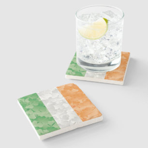 Vlag van Ierland met klavermotief Stenen Onderzetter