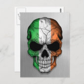 Vlag van Ierland op een stalen schedel Briefkaart (Voorkant / Achterkant)