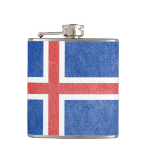 Vlag van IJsland Grunge Heupfles