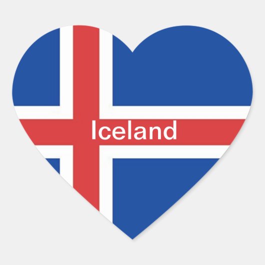Vlag van IJsland Hart Sticker (Voorkant)