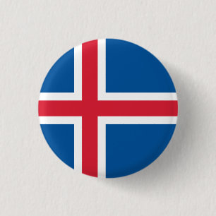 Vlag van IJsland Ronde Button 3,2 Cm