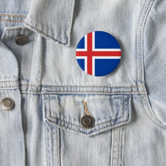 Vlag van IJsland Ronde Button 5,7 Cm (In situ)