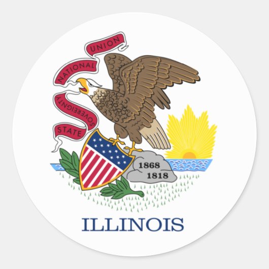 Vlag van Illinois Ronde Sticker (Voorkant)