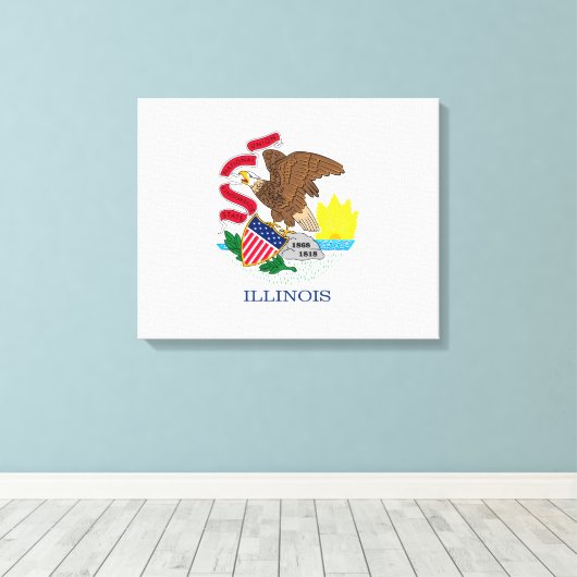 Vlag van Illinois State Design Canvas Afdruk (Insitu (Houten vloer))