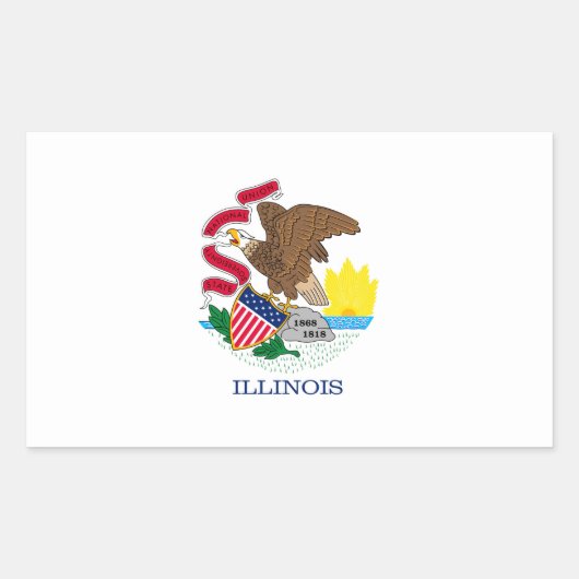Vlag van Illinois State Design Rechthoekige Sticker (Voorkant)