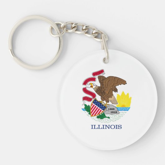 Vlag van Illinois State Design Sleutelhanger (Voorkant)
