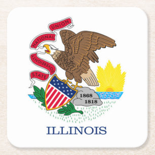 Vlag van Illinois State Design Vierkante Kartonnen Onderzetter