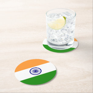 Vlag van India Ronde Kartonnen Onderzetter
