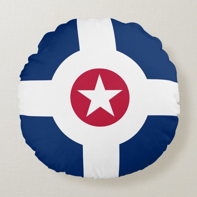 Vlag van Indianapolis, Indiana Round Pillow Rond Kussen (Voorkant)