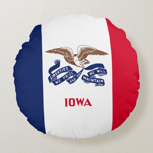 Vlag van Iowa Rond Kussen (Voorkant)