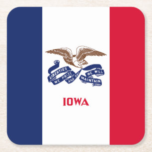 Vlag van Iowa Vierkante Kartonnen Onderzetter