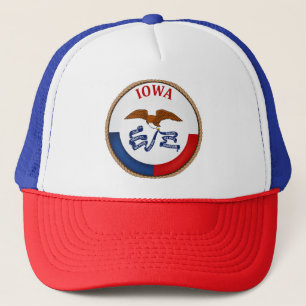 Vlag van Iowa Zegel Trucker Hoed Pet