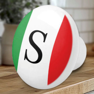 Vlag van Italië - Gegraveerde Italiaanse Keramische Knop