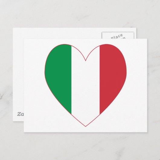 Vlag van Italië Hart Briefkaart (Voorkant / Achterkant)
